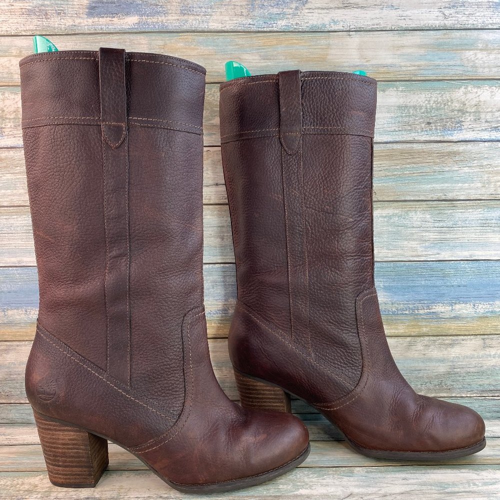 Timberland Brown Pull On Waterproof Mid Calf Boots - Picture 1 of 12
